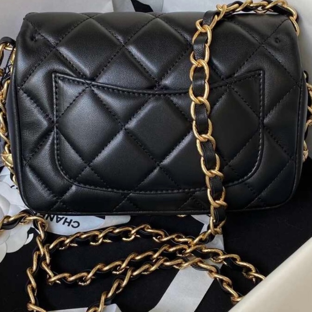 Black Quilted Leather Chain Bag